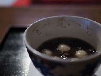 Close-up of water in glass on table