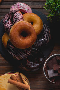 High angle view of bread on table