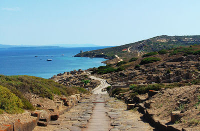 Scenic view of sea against clear sky