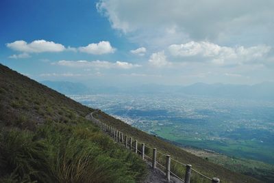 Scenic view of landscape and mountains against sky