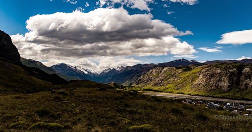 Scenic view of mountains against sky