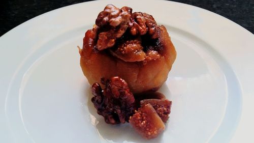 Close-up of dessert served in plate