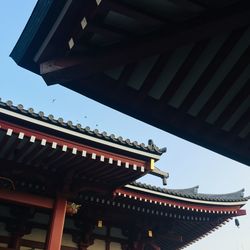 Low angle view of pagoda against sky