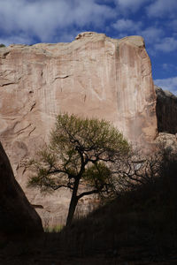 Rock formation on land against sky