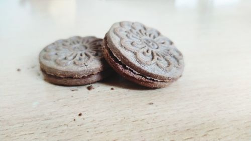 Close-up of cookies on table