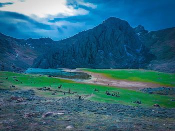 Scenic view of mountains against sky