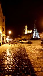 Illuminated street light at night