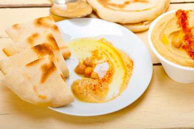 Close-up of food in plate on table