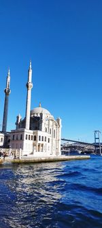 Ortaköy mosque view against the blue sky and the bosphorus