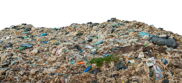 Stack of garbage against the sky