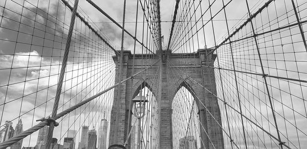 Low angle view of suspension bridge