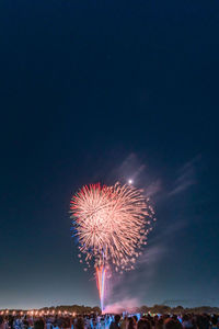 Low angle view of firework display at night