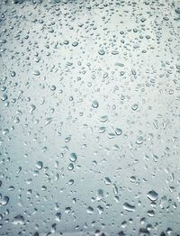 Full frame shot of raindrops on window