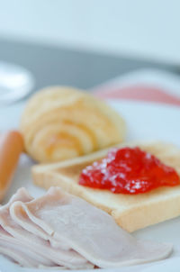 Close-up of dessert in plate on table