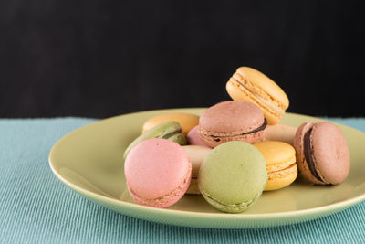 Close-up of macaroons on table