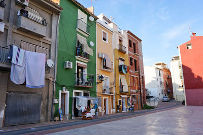 Villajoyosa old town colorful buildings street view 