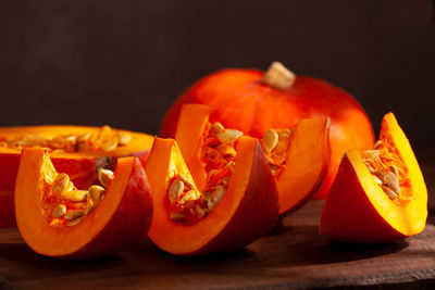 Close-up of pumpkin on table