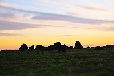 Scenic view of silhouette landscape against sky during sunset