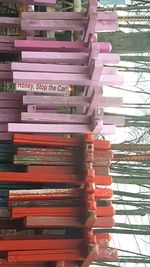 Close-up of books in row