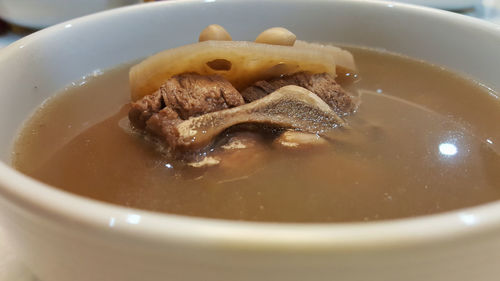 Close-up of soup in bowl