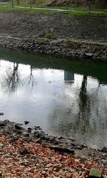 High angle view of puddle on lake