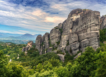 Scenic view of rock formations against sky