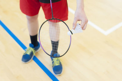 High angle view of person playing badminton
