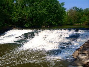 Scenic view of river flowing through rocks