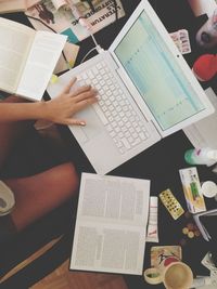 View of books in pen