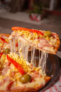 Close-up of served in plate on table