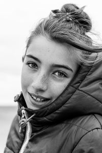 Portrait of smiling girl in winter