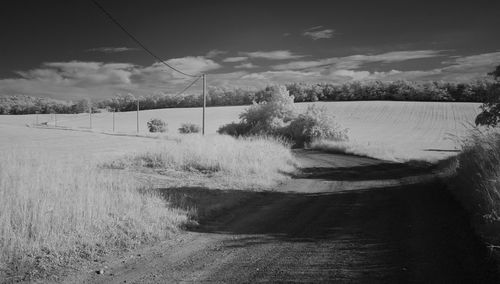Road amidst field against sky