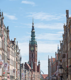 View of buildings in city townhall in danzig