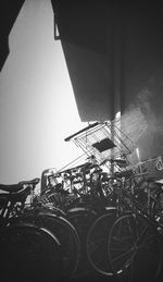 Bicycles parked on road