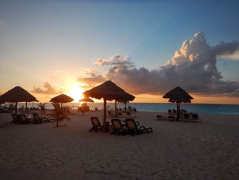 View of beach at sunset