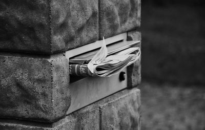 Close-up of padlock on wall