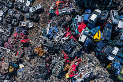 Aerial view of scrap yard