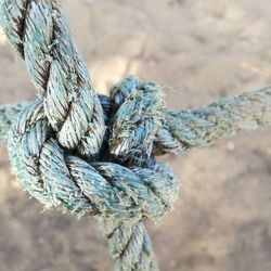 Close-up of rope tied to ropes