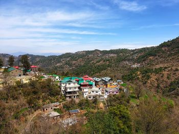 High angle view of townscape against sky