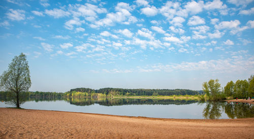 Scenic view of lake against sky