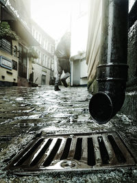 Close-up of reflection in puddle