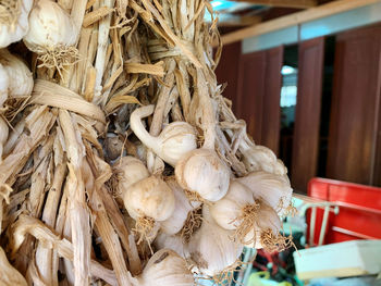 Close-up of onions for sale at market stall