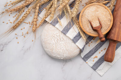 High angle view of bread on table