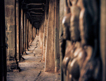 Close-up of statues in temple