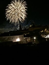 Firework display at night