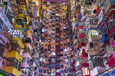 Low angle view of illuminated buildings