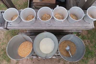 High angle view of food on table