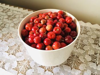 View of a platter full of freshly harvested acerola in the backyard.