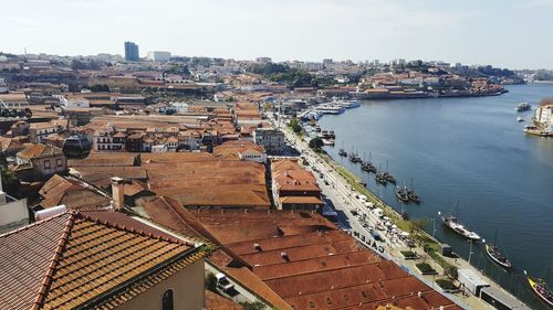 High angle view of town