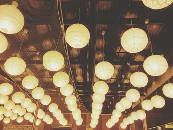 Low angle view of illuminated lanterns